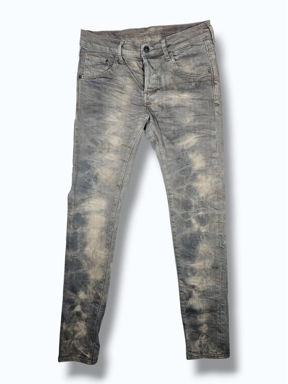Gray Acid Wash Skinny Jeans Slim Leg Denim Y2K Alt Grunge Punk Emo Scene 30x32